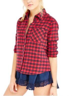 BDG Flannel Button Down with Lace